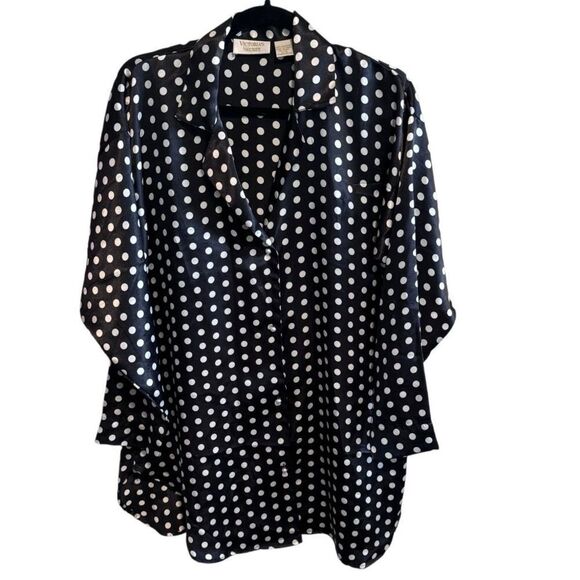 Victoria’s Secret-Vintage Gold Label- Polka Dot Sleep Shirt Pearl Buttons, Small - Picture 1 of 8